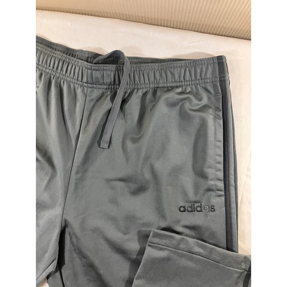Adidas Mens Track Pants Joggers Gray Polyester Elastic Waist Drawstring Size 2XL